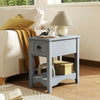 Bedside Table Set of 2 Bedroom Compact Table with Drawer & Storing Shelf-Grey
