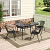 Marble Top Garden Patio Table Outdoor Furniture Metal Frame with Umbrella Hole