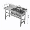 Catering Sink Stainless Steel Double Bowl Commercial Kitchen Left Hand Drainer