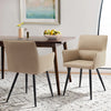 2x Dining Chairs Faux Leather Kitchen Dining Room Chairs Metal Legs Beige