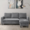 Grey L-Shaped Sofa w/3 Seater & Mobile Foot Stool, Modern Corner Sectional Couch