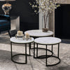 Nest of 2/3 Coffee Tables Nesting Round Table Retro/White Marble Effect Wood Set