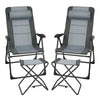 Set of 2 Folding Camping Chairs & Ottoman 7-Position Adjustable Recliner Chair