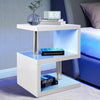 Wooden Coffee Table With Storage High Gloss Sofa End Table LED Light Living Room
