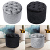 Round Cylinder Stool Sofa Side Footstool Chair Soft Seat with Crystal Button New