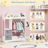 White Kids Wardrobe Clothes Hanging Drawer Toy Storage Shelf Cabinet Furniture