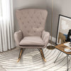 High Back Fabric Upholstered Rocking Chair Armchair Nursing Relaxing Rocker Sofa