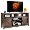 COSTWAY 150cm Sliding Barn Door TV Stand Farmhouse Flat Screen Console-Brown