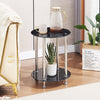 2 Tier Round Black Marble Tempered Glass Side End Bedside Table Stainless Steel