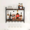 Wall Wine Bottle Rack Holder with Hanging Glass Holder Storage Display Shelf NEW