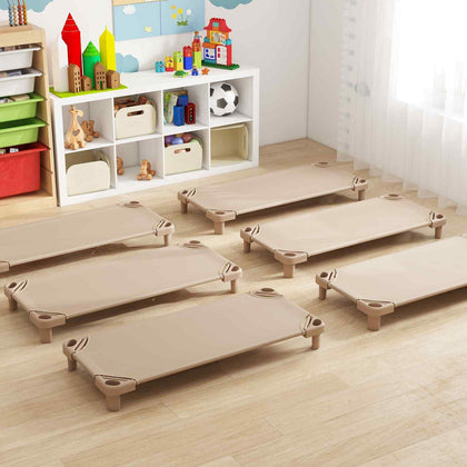 6 Pcs Stackable Daycare Cot Toddler Daycare Rest Mat-Coffee