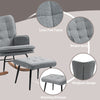Rocking Chair and Ottoman Set Fabric Wingback Armchair for Living Room Grey