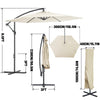 10FT 6 Rib Banana Parasol Sun Shade Patio Hanging Umbrella Cantilever Garden Ypv