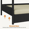 Wicker Dog House, Raised Pet Bed with Cushion Canopy, for Small to Medium Dogs