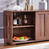 Modern Brown 2 Sliding Doors 2-Tier Shelves Sideboard Storage Cabinet Kitchen