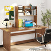 COSTWAY Desktop Bookshelf Desk Hutch Shelf for Computer Monitor-Natural
