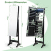 Freestanding Jewelry Mirror Cabinet Lockable Jewelry Armoire w/ 6 LED Lights