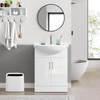 Bathroom Sink Vanity Cabinet Large Ceramic Basin Soft Close Storage White Floor