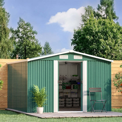 10 X 8 Garden Shed Outdoor Storage Bike Shed Tool Organizer with Sliding Door