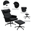 Adjustable Backrest Manual Recliner Armchair PU Leather Swivel Chair w/Footstool