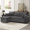 L Shaped 3 Seater Sofa Convertible Sofa Bed with Storage Chaise Corduroy Grey
