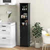 Freestanding Bathroom Storage Cabinet with 3 Open Shelves & Door Cabinet Black