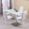 4 Seater Glass Dining Table and 4 Padded Chairs Set White Home Furniture New