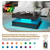 High Gloss Square LED Coffee Table Cocktail End Table Living Room Furniture