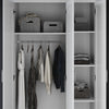 3 Door Matte White Triple Wardrobe with Hanging Rail & Shelves Storage Cupboard