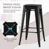 4Pcs Industrial Backless Bar Stools Bar Height Metal Stackable Stools w/Footrest