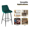 2Pcs Green Bar Stools Velvet Breakfast Pub Chair Kitchen Shape V Design