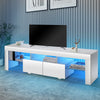 160cm White High Gloss TV Stand Cabinet Unit with RGB LED 2 Storage Doors