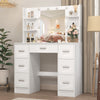 Dressing Table with LED Lights Mirror 7 Drawers Vanity Make up Desk Dresser Set
