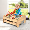 Kids Wooden Train Track Railway Set Table with 100 Pieces Storage Drawer