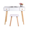 Foldable Makeup Table Set Drawer Mirror Storage Makeup Room White Dressing Table