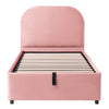 Kids Velvet Single Bed 90x190cm with Hydraulic Storage for Small Bedrooms, Pink