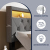 Modern Double Single Metal Bed Frame Upholstered Headboard with LED Lights Grey