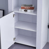 Tall Display Cabinet with High Gloss Grey Door and LED Light Wooden Bookshelf UK
