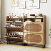 Freestanding Shoe Organizer Shoe Cabinet w/2 Flip Drawers-Natural