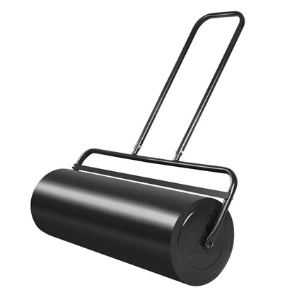 48L Lawn Rolling Machine Steel Push Pull Grass Roller Water Sand Filled Black