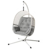 Hanging Egg Chair with Stand, Cushions for Garden, Light Grey