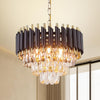 5-Lights Modern Crystal Chandelier Black Metal Ceiling Light for Dining Room