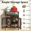 Industrial Bar Cabinet Kitchen Storage Sideboard W/ Rack Glass Holders
