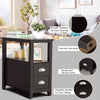 2 Drawers Narrow Side End Table Corner Storage Nightstand Compact Display Shelf