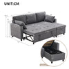 L-Shaped Corner Sofa Bed with Storage 3-Seater Pull out Convertible Sleeper Grey