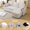 L-Shaped Sofa Bed 3 Seater Couch Pull Out Sectional Couch Bed Corner Sofa Beige