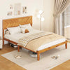 Single Size Bed Frame Acacia Wood Platform Bed w/ Headboard Caramel