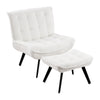 Sherpa Armchair with Footstool Accent Chair with Adjustable Backrest Sofa Lounge