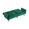 3 Seater Click Clack Sofa Velvet Mid Century Modern Couch with Solid Wooden Legs