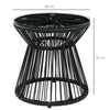 PE Rattan End Table, Round Side Table, Tempered Glass Top Coffee Table, Black